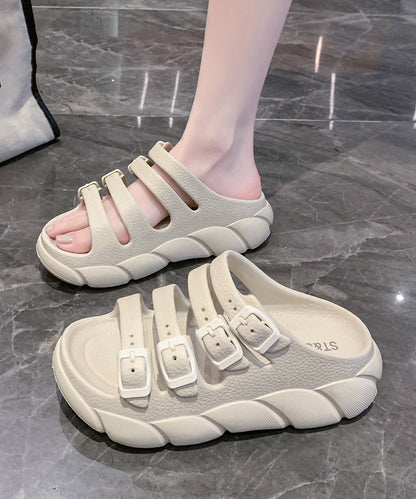 Apricot Platform Women Splicing Slide Sandals Peep Toe