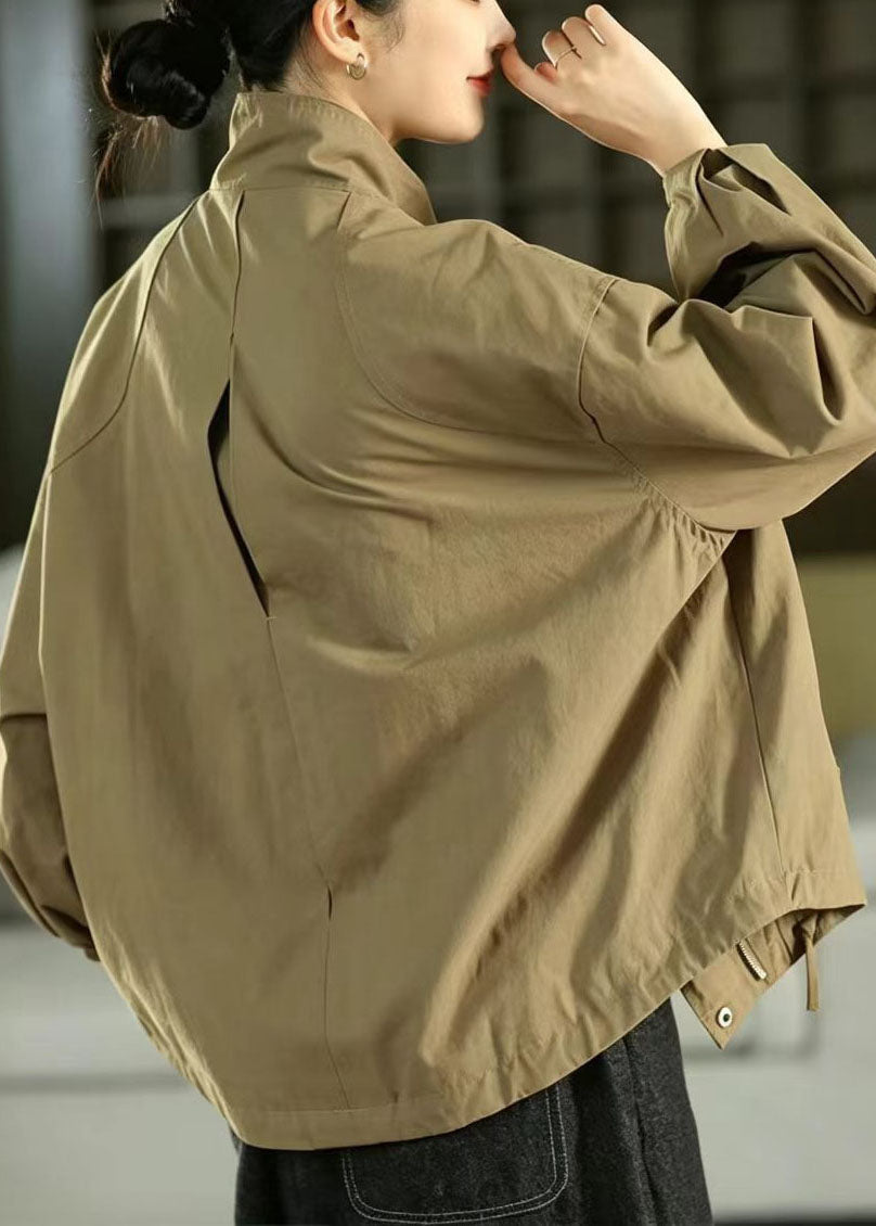 Army Green Cotton Trench Oversized Stand Collar Fall