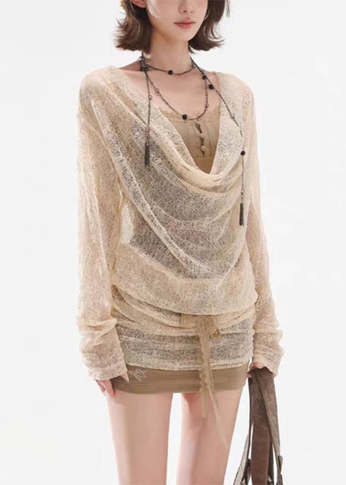 Art Apricot Lace Up False Two Pieces Lace Mini Dresses