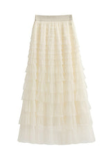 Load image into Gallery viewer, Art Beige Elastic Waist Tulle Maxi Cake Skirts Summer