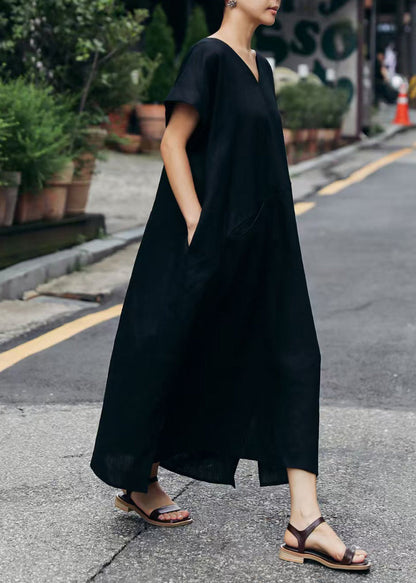 Art Beige Oversized Patchwork Linen Holiday Dresses Summer