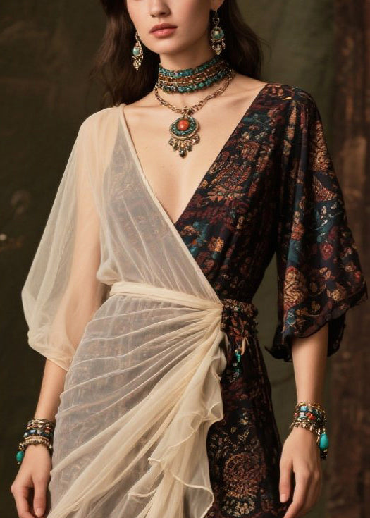 Art Black Asymmetrical Patchwork Tulle Chiffon Vacation Dresses Summer