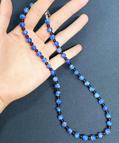 Art Blue Garnet Beaded Alloy Choker