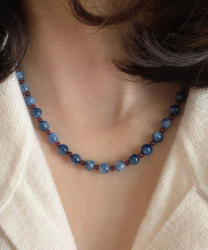 Art Blue Garnet Beaded Alloy Choker