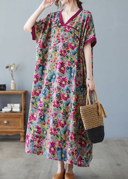 Art Blue Print Patchwork Cozy Long Dresses Summer