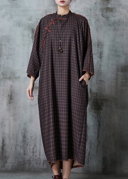 Art Chocolate Oversized Linen Chinese Style Dress Spring