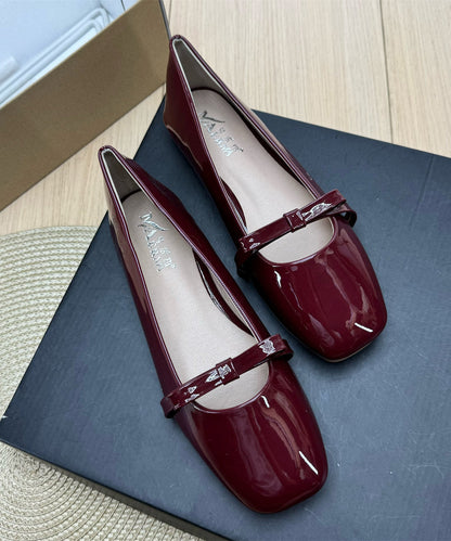 Art Chocolate Splicing Bow Flat Shoes Faux Leather Plus Size
