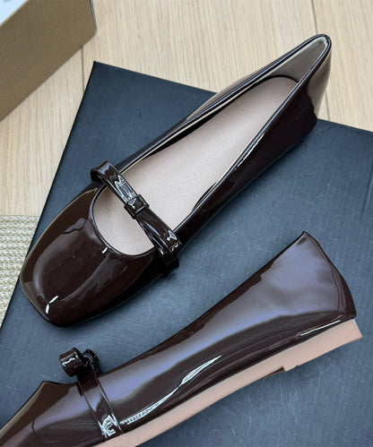 Art Chocolate Splicing Bow Flat Shoes Faux Leather Plus Size