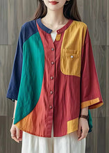 Load image into Gallery viewer, Art Colorblock Oversized Patchwork Linen Shirt Summer