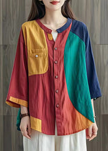 Load image into Gallery viewer, Art Colorblock Oversized Patchwork Linen Shirt Summer