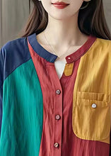 Load image into Gallery viewer, Art Colorblock Oversized Patchwork Linen Shirt Summer