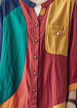 Load image into Gallery viewer, Art Colorblock Oversized Patchwork Linen Shirt Summer