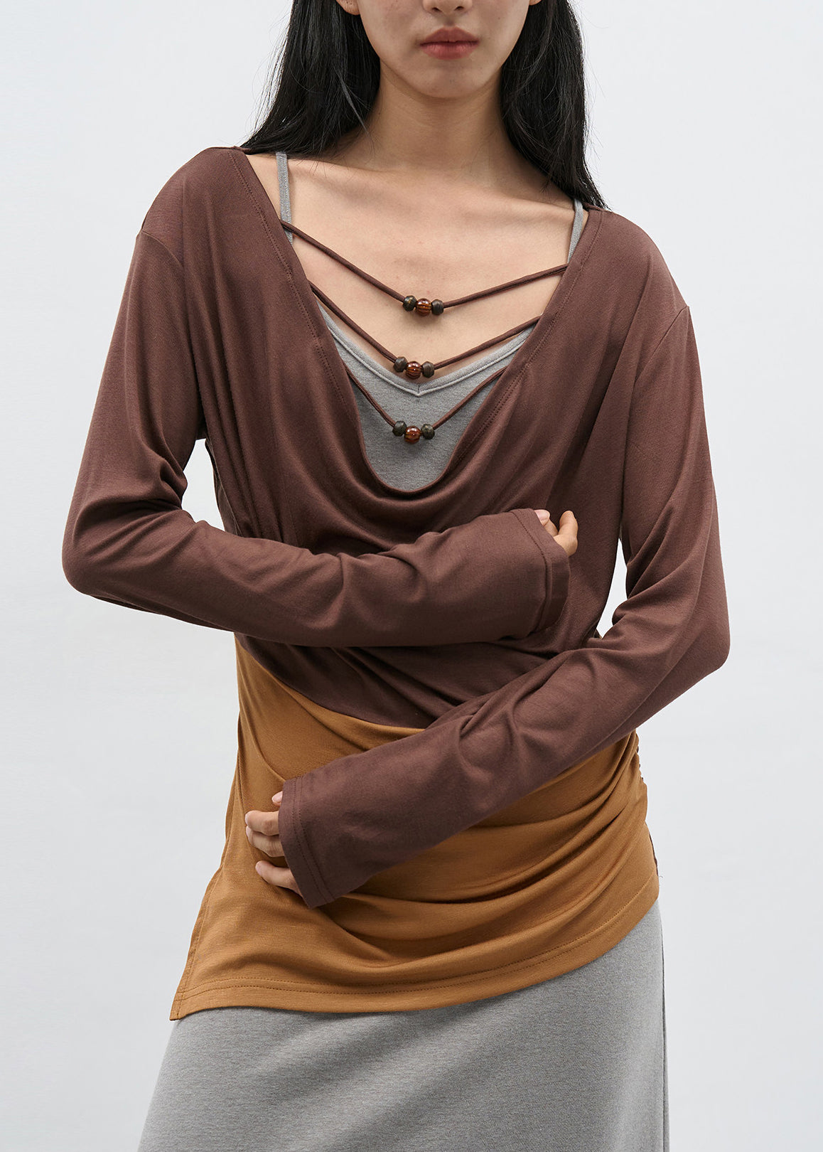 Art ColorblockC Wrinkled Patchwork Cotton Shirt And Dress Fall