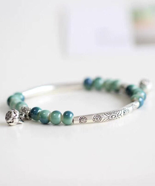 Art Cyan Ceramic Beading Patchwork Charm Bracelet