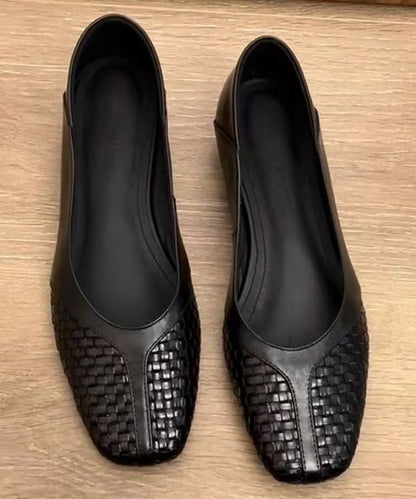 Art Flat Shoes For Women Black Faux Leather