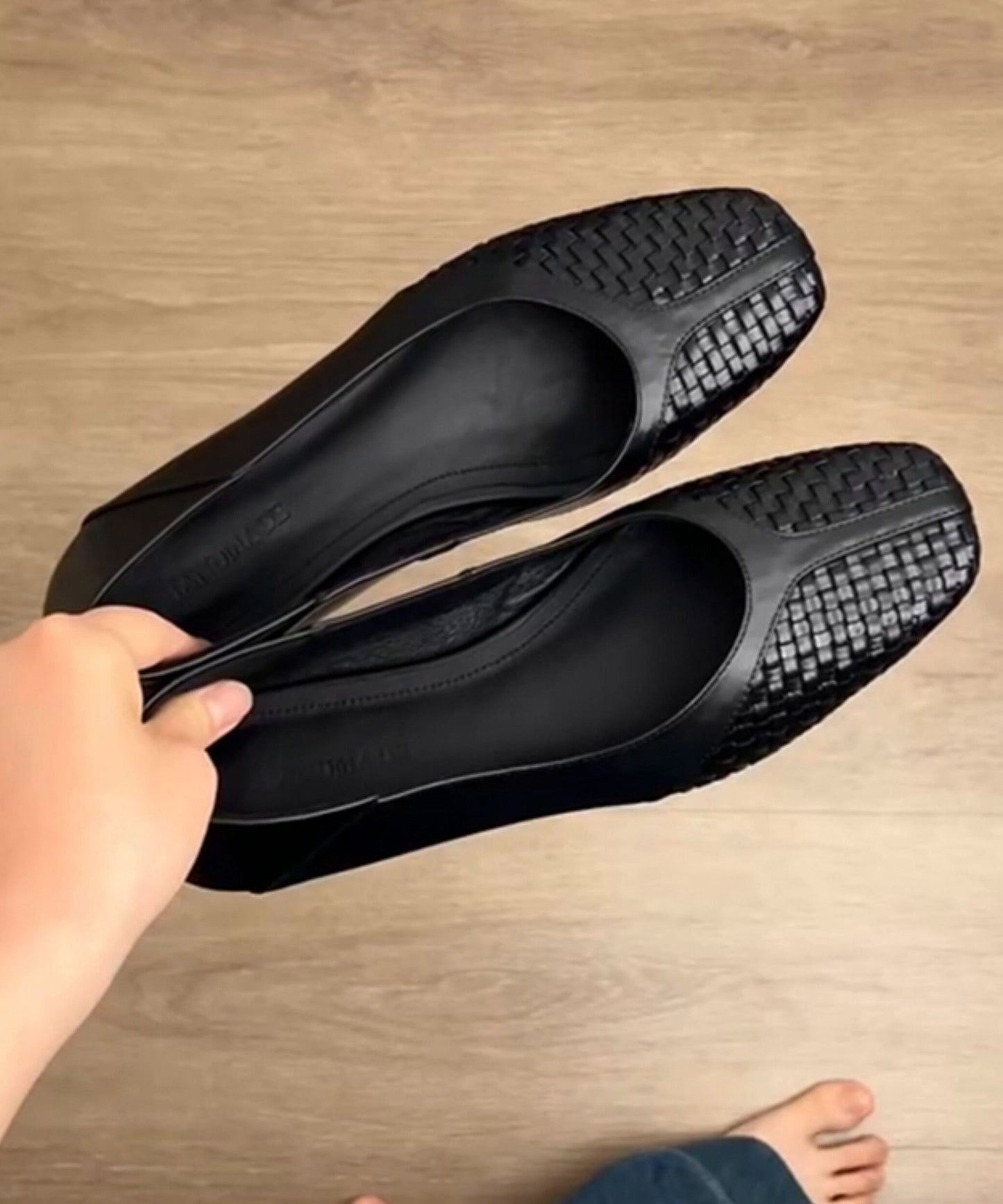 Art Flat Shoes For Women Black Faux Leather