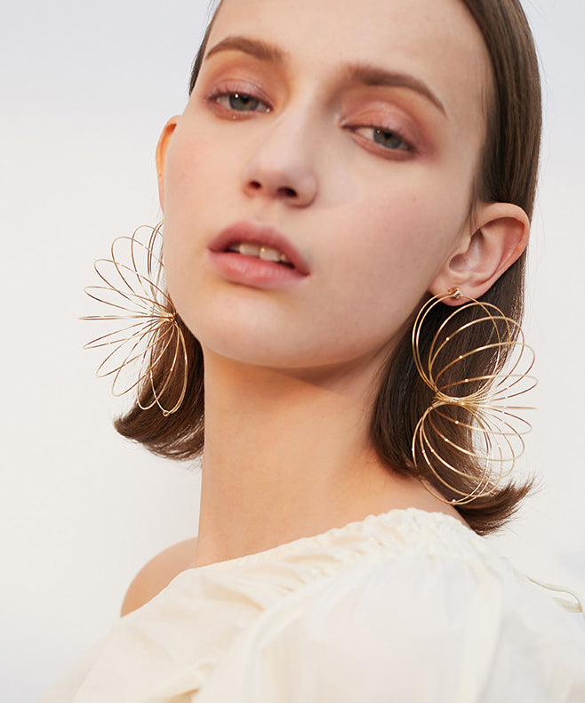 Art Gold Circle Exaggeration Gold Plated Drop Earrings