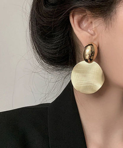 Art Gold Copper Alloy Brushed Original Film Hoop Earrings