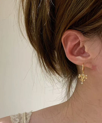 Art Gold Overgild Zircon Iris Hoop Earrings