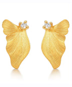 Art Gold Sterling Silver Overgild Butterfly Stud Earrings