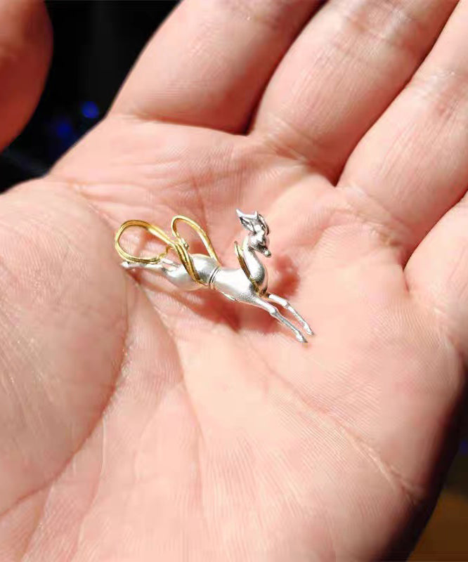 Art Gold Streamers Dunhuang Little Deer Gold Plated Single Stud Earrings