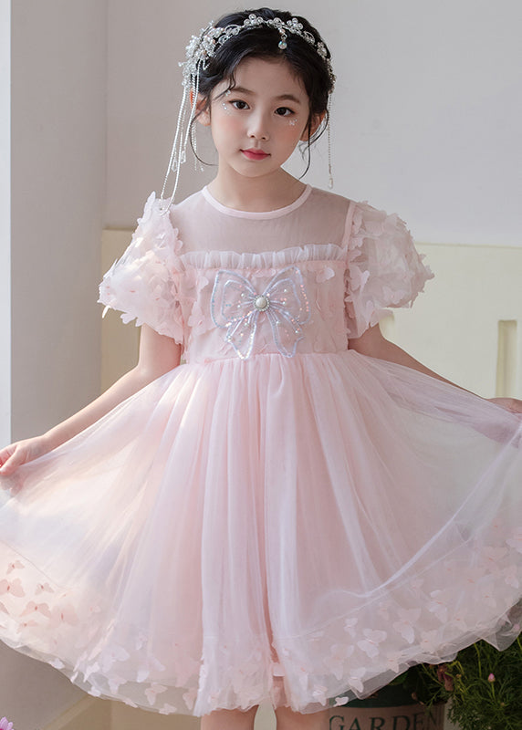 Art Grass Green Butterfly Hollow Out Tulle Kids Girls Dress Summer