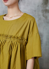 Load image into Gallery viewer, Art Green Ruffled Patchwork Cotton Robe Dresses Summer
