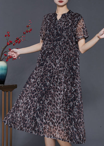 Art Leopard Print Exra Large Hem Chiffon Dress Summer