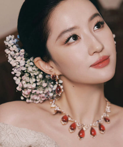 Art Multicolor Acrylic Alloy Floral Baby's Breath U-Shaped Hairpin