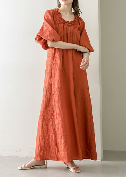 Art Orange Cold Shoulder Cotton Holiday Dresses Summer