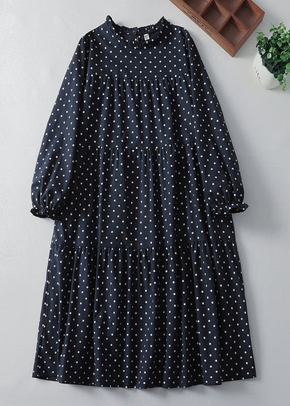 Art Orange Ruffled Dot Cotton Long Dresses Spring