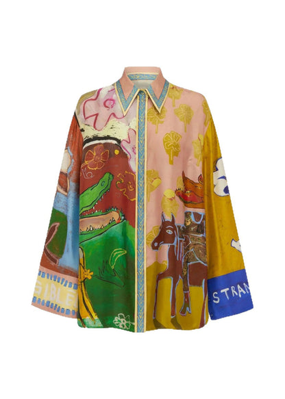 Art Oversized Print Cotton Two Piece Set Outfits Fall