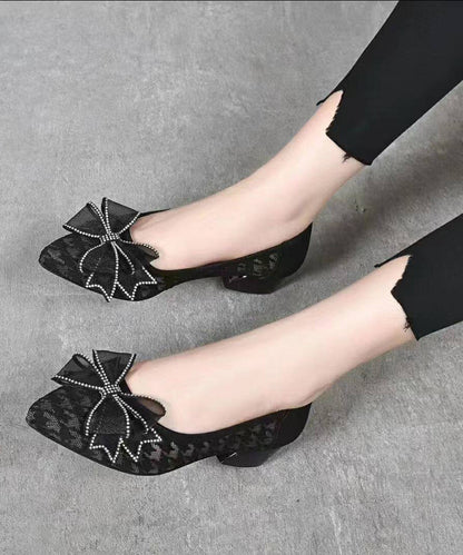 Art Pointed Toe Flat Feet Shoes Beige Bow Faux Leather