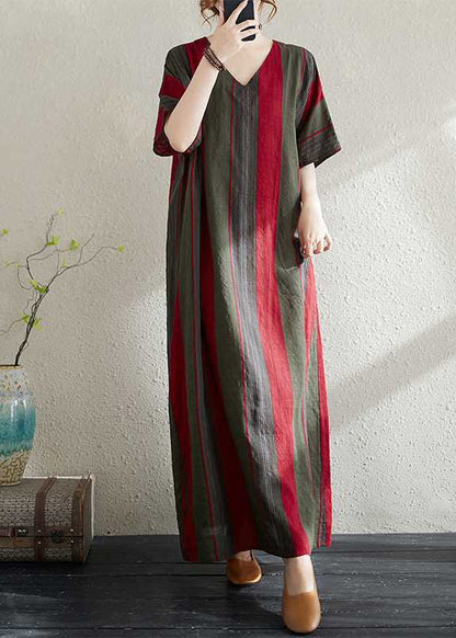 Art Polychrome Striped Oversized Cotton Long Sundress Summer