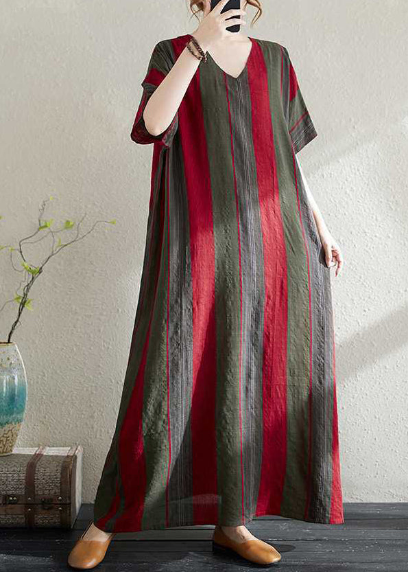 Art Polychrome Striped Oversized Cotton Long Sundress Summer