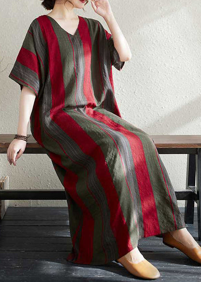 Art Polychrome Striped Oversized Cotton Long Sundress Summer
