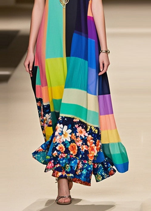 Art Print Exra Large Hem Chiffon Cami Dress Summer