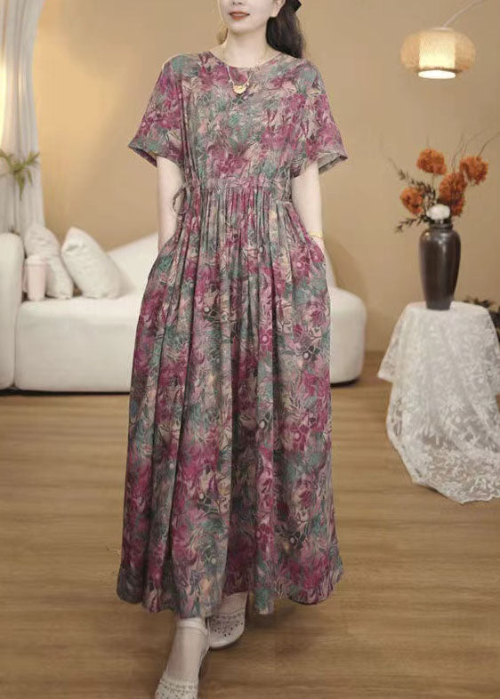 Art Print Exra Large Hem Cotton Cinched Dress Summer