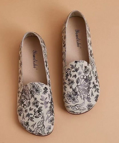Art Print Flat Shoes For Women Faux Leather Fine Flats