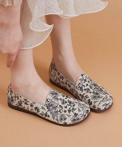 Art Print Flat Shoes For Women Faux Leather Fine Flats