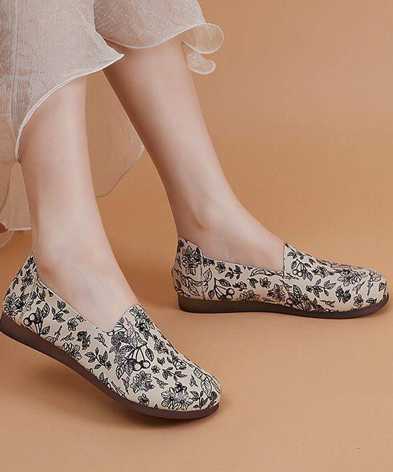 Art Print Flat Shoes For Women Faux Leather Fine Flats