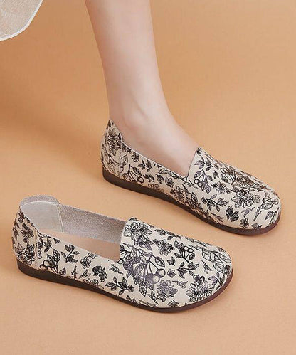 Art Print Flat Shoes For Women Faux Leather Fine Flats