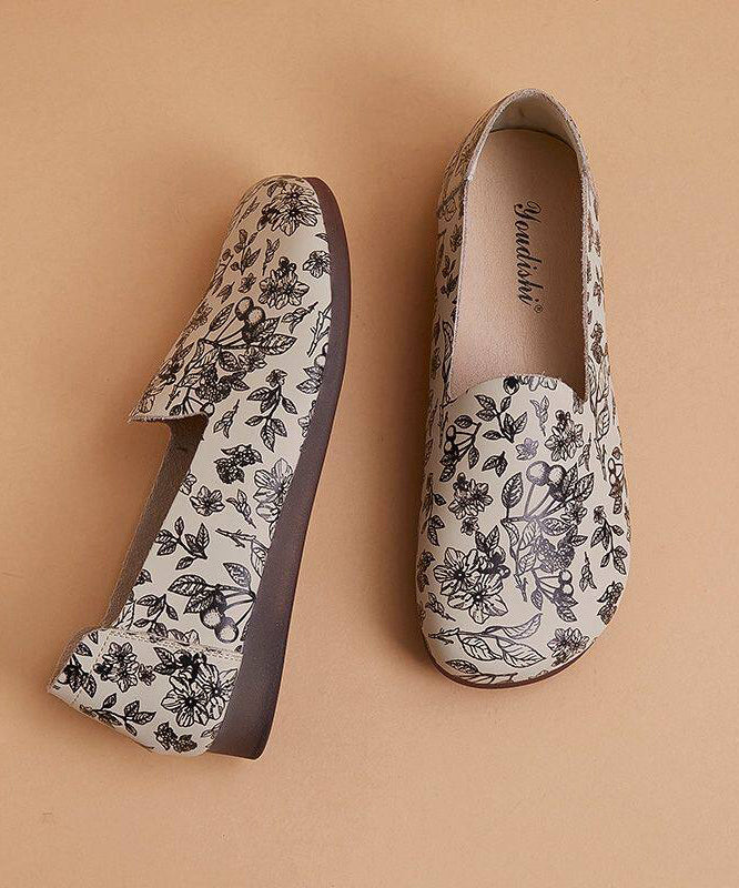Art Print Flat Shoes For Women Faux Leather Fine Flats