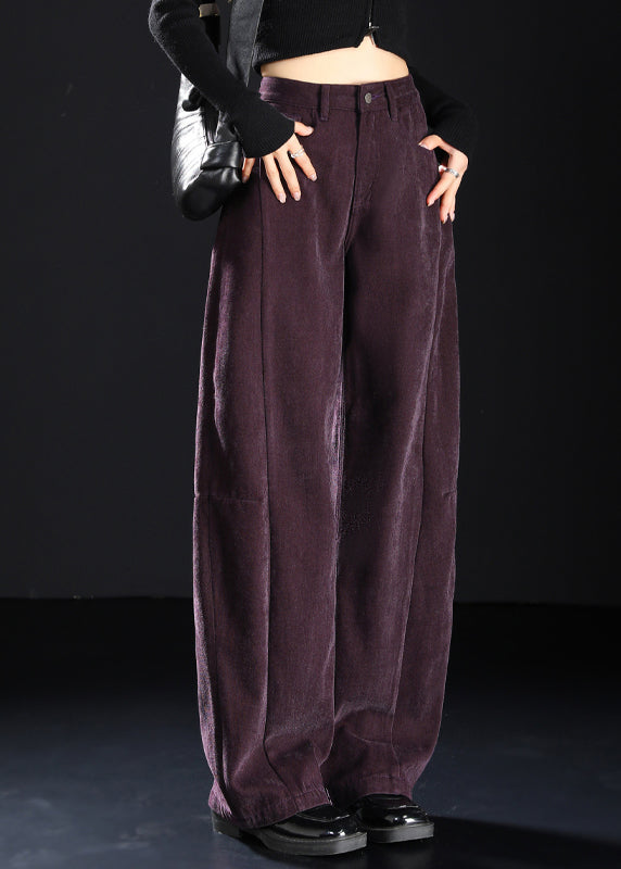 Art Purple Pockets High Waist Denim Pants Spring