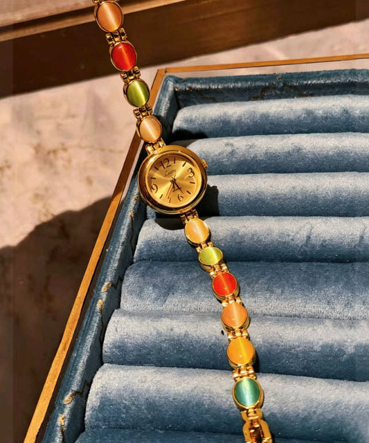 Art Rainbow Copper Alloy Gem Stone Watches