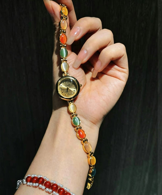 Art Rainbow Copper Alloy Gem Stone Watches