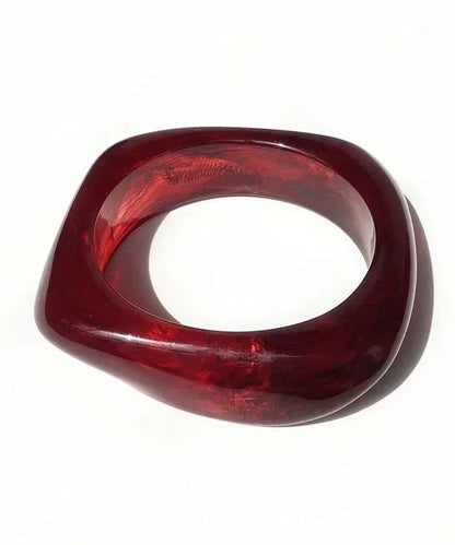 Art Red Resin Asymmetrical Square Bangle