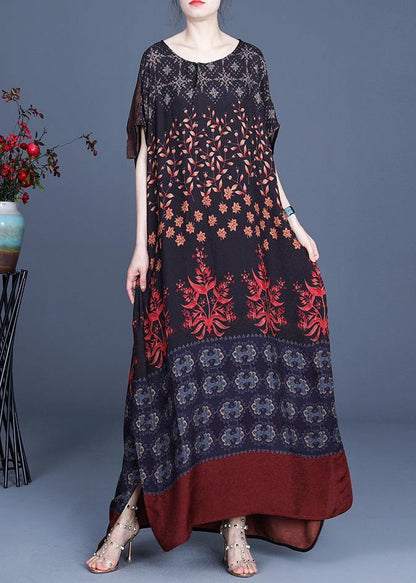 Art Silk Print Patchwork Mid Dress Summer - SooLinen