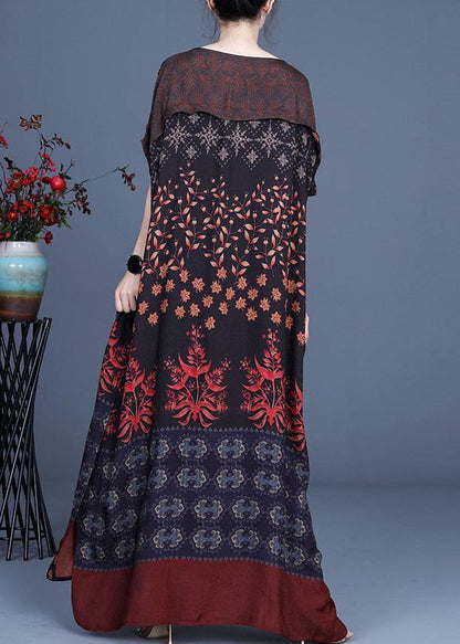 Art Silk Print Patchwork Mid Dress Summer - SooLinen