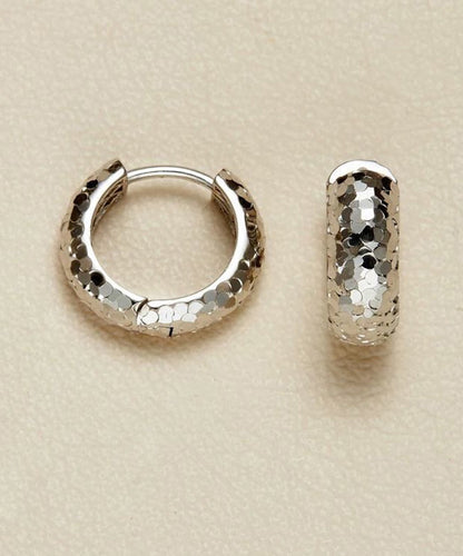 Art Silk Sterling Silver Zircon Hoop Earrings